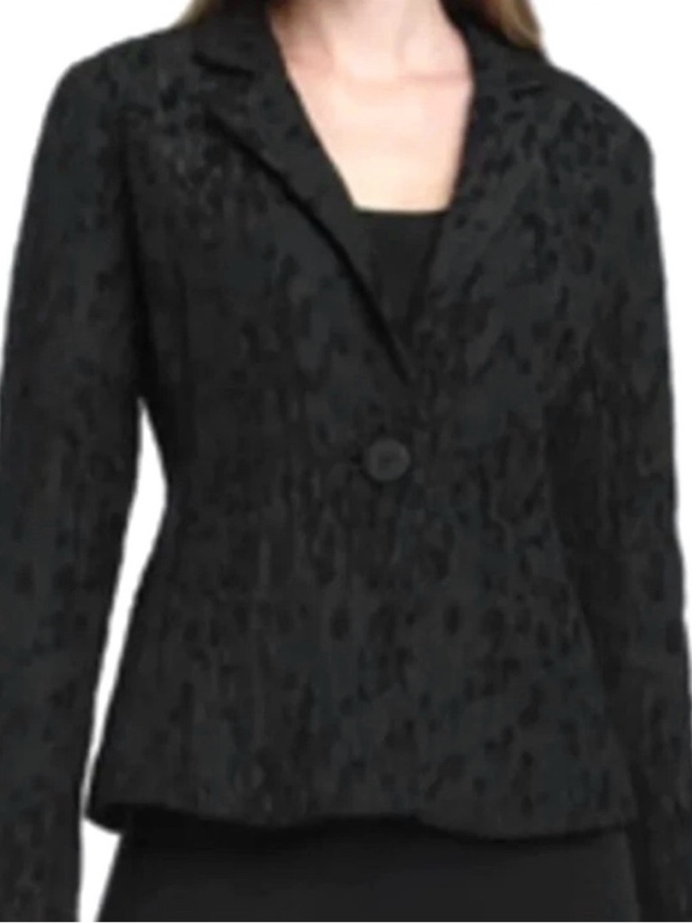 Eileen Fisher Black Textured Single-Button Jacket